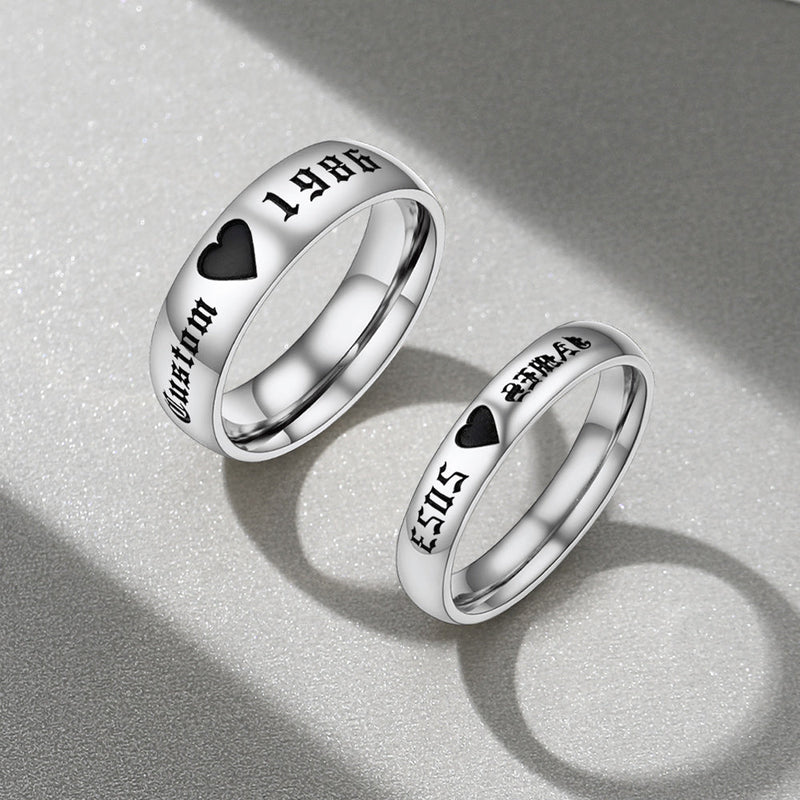 Custom Engraved Matching Promise Rings Set Gift for Couple