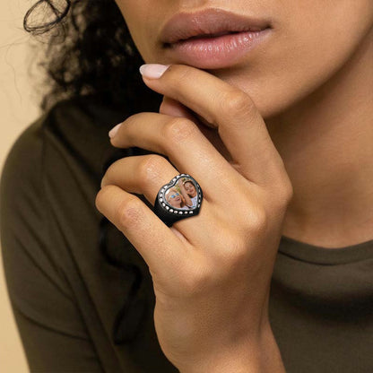 Personalized Custom Heart Photo Signet Ring for