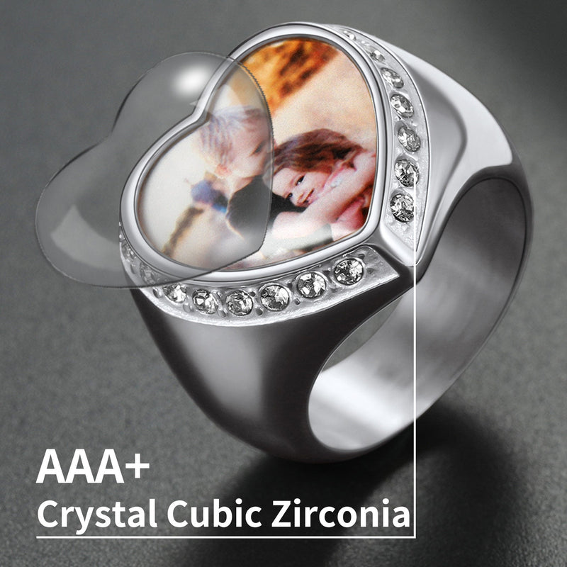 Personalized Custom Heart Photo Signet Ring for