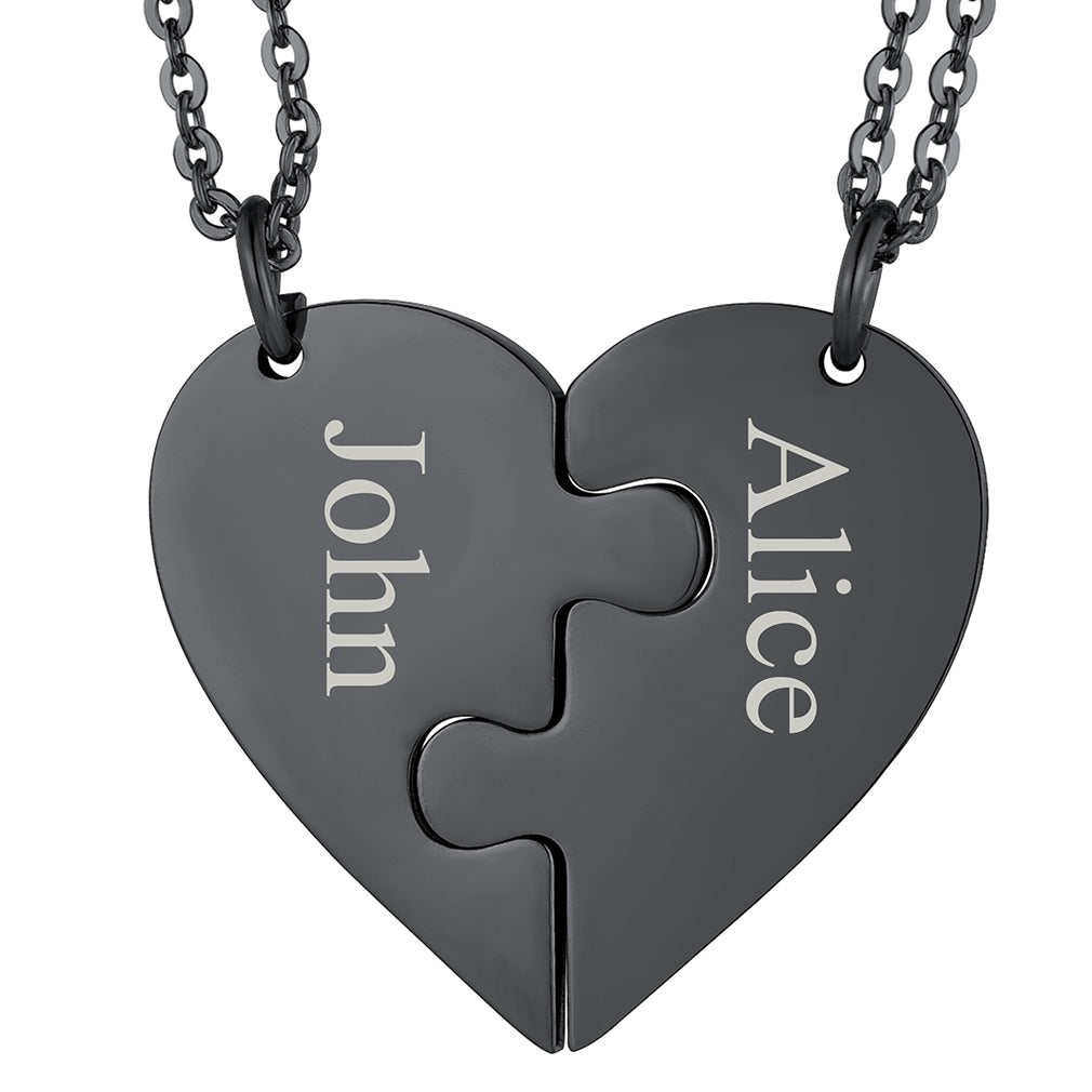 Personalized Heart Puzzle Matching Necklaces for Couples Mom Daughter Bff