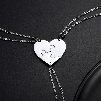 Personalized Heart Puzzle Matching Necklaces for Couples Mom Daughter Bff