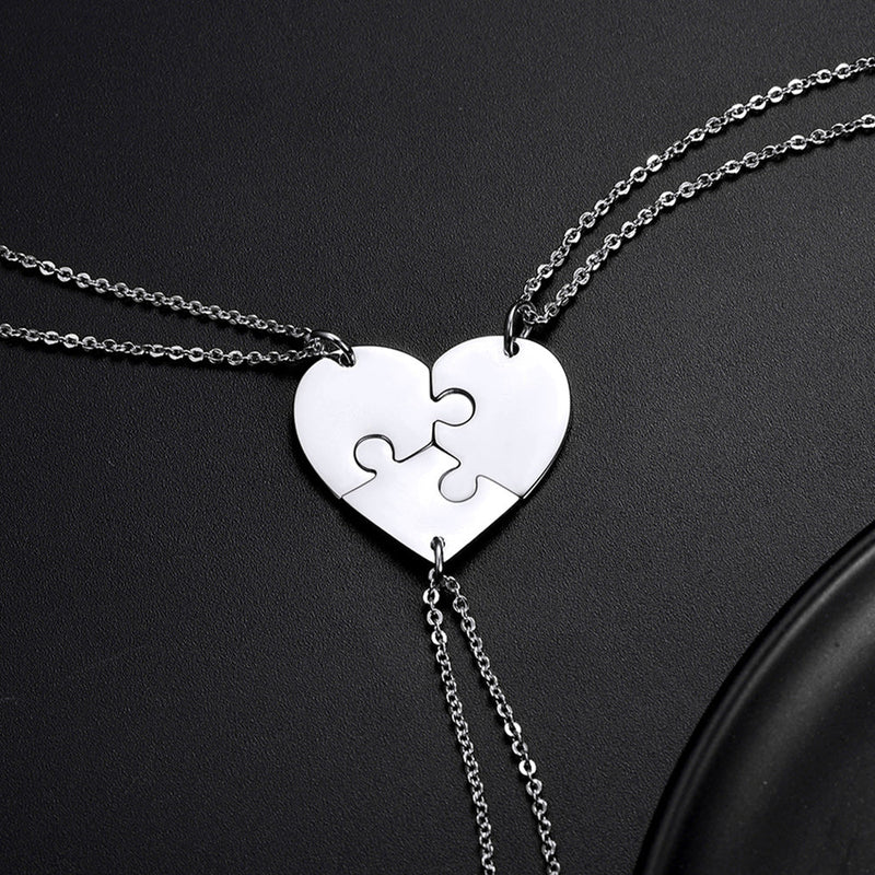 Personalized Heart Puzzle Matching Necklaces for Couples Mom Daughter Bff