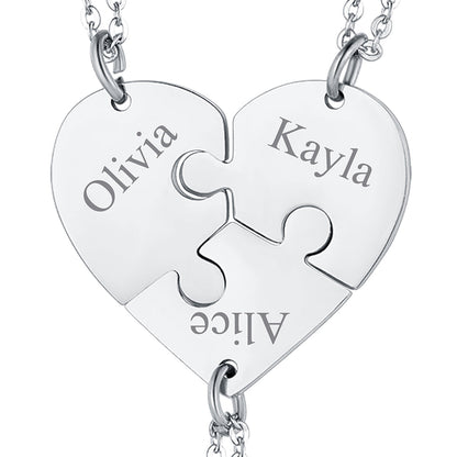 Personalized Heart Puzzle Matching Necklaces for Couples Mom Daughter Bff