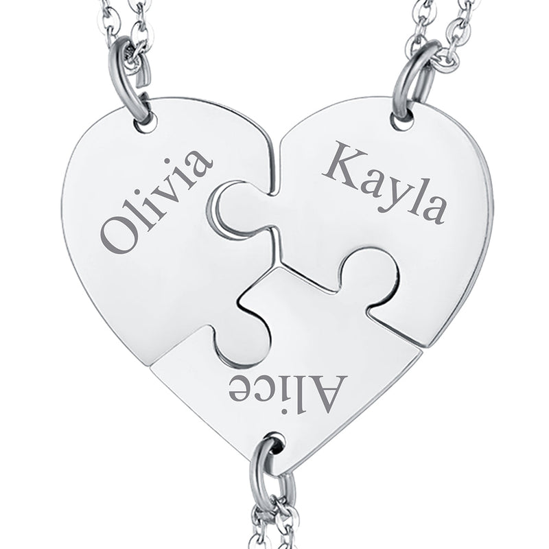 Personalized Heart Puzzle Matching Necklaces for Couples Mom Daughter Bff