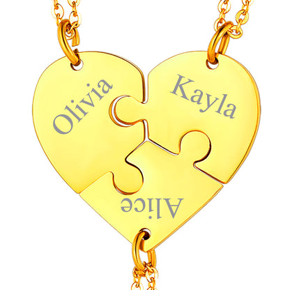 Personalized Heart Puzzle Matching Necklaces for Couples Mom Daughter Bff