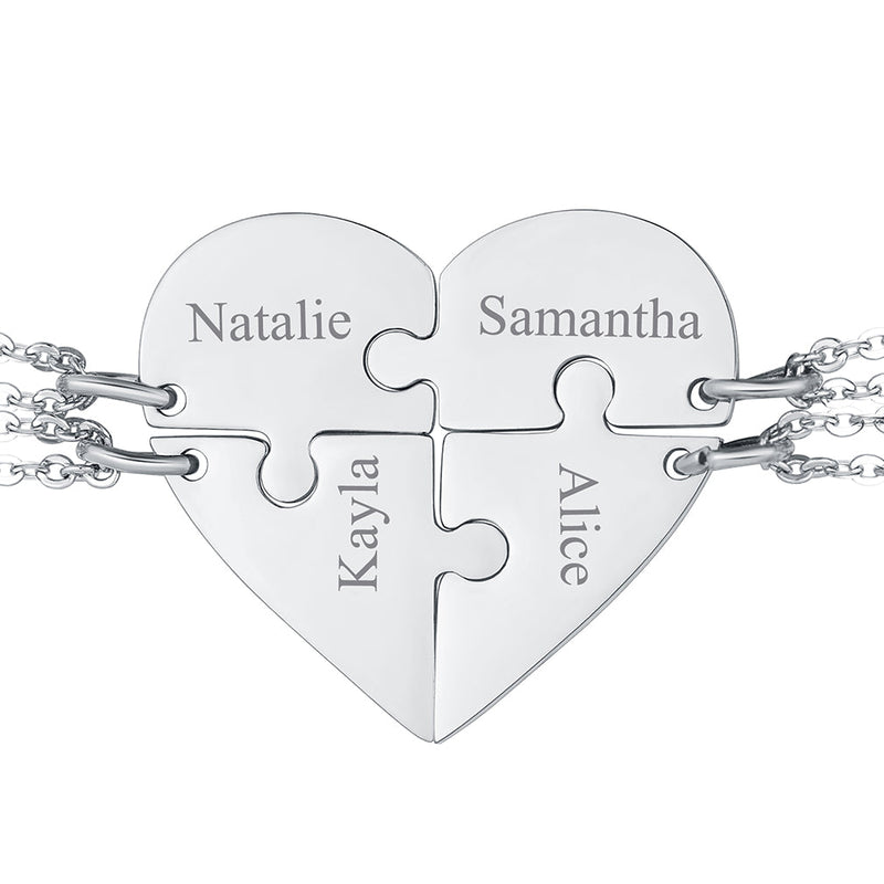Personalized Heart Puzzle Matching Necklaces for Couples Mom Daughter Bff