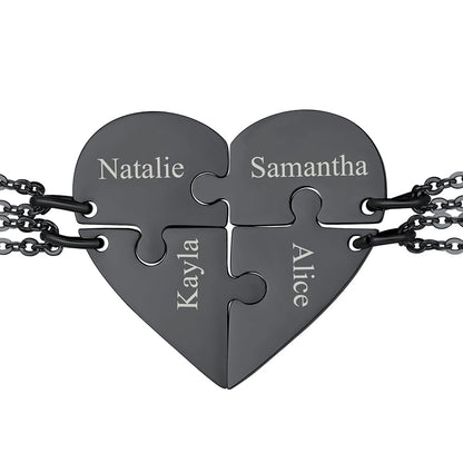 Personalized Heart Puzzle Matching Necklaces for Couples Mom Daughter Bff