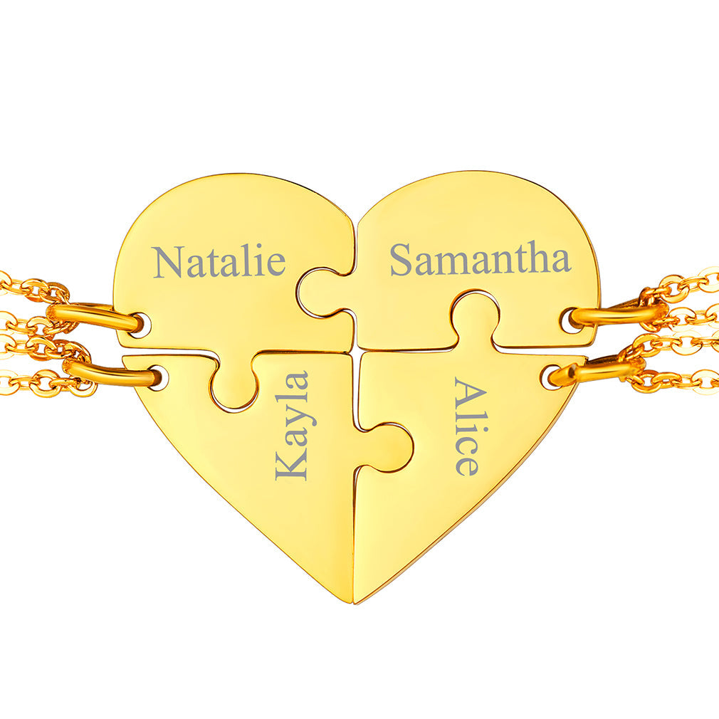 Personalized Heart Puzzle Matching Necklaces for Couples Mom Daughter Bff