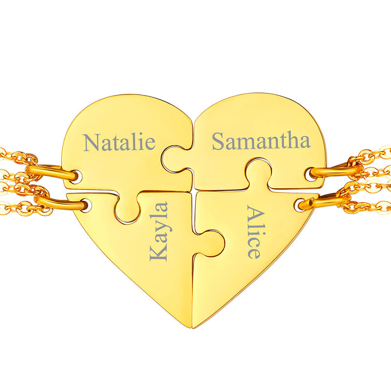 Personalized Heart Puzzle Matching Necklaces for Couples Mom Daughter Bff