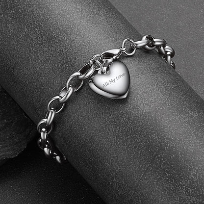 Custom Heart Link Chain Bracelet Gift for Couple