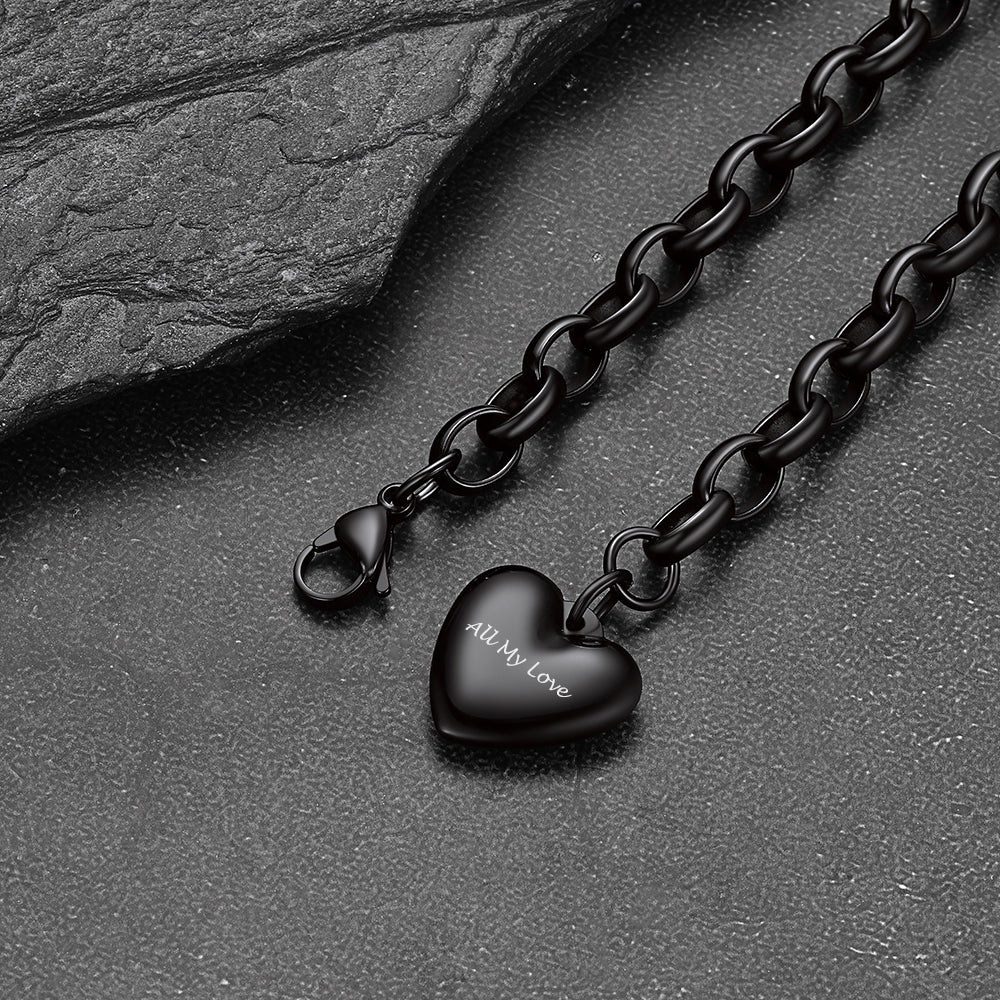 Custom Heart Link Chain Bracelet Gift for Couple