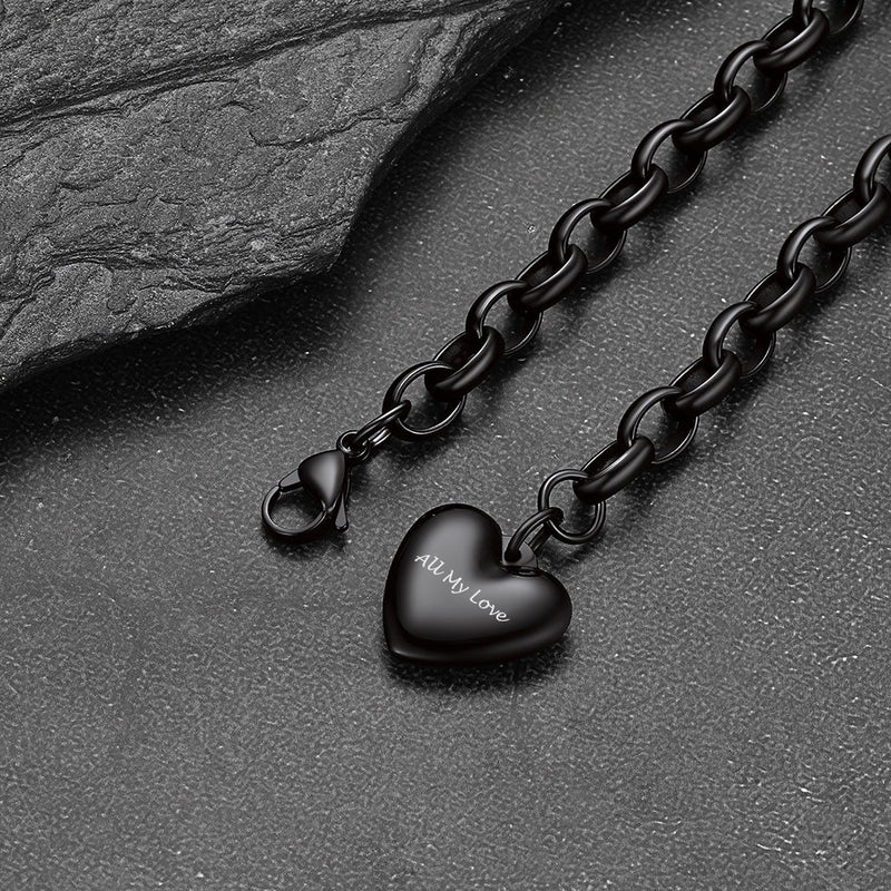 Custom Heart Link Chain Bracelet Gift for Couple