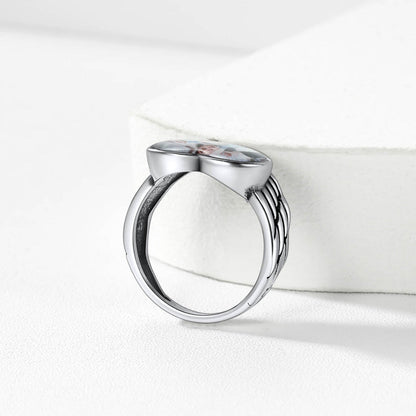 Personalized Photo Heart Angel Wing Ring With Picture for