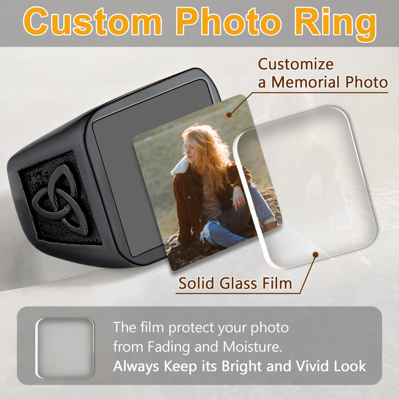 Personalized Custom Photo Ring With Knot for
