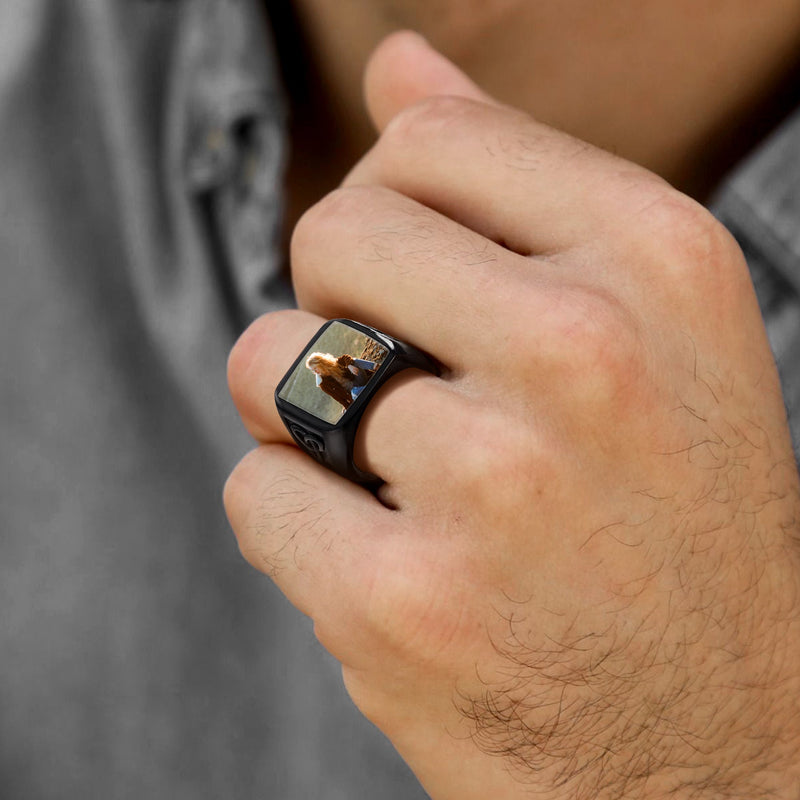 Personalized Custom Photo Ring With Knot for