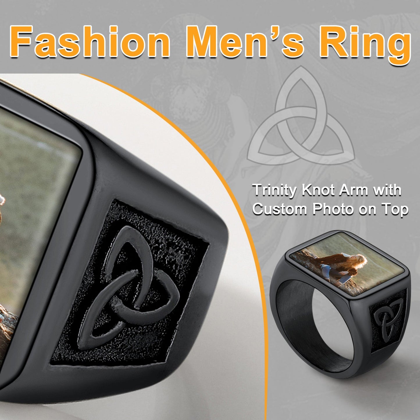 Personalized Custom Photo Ring With Knot for