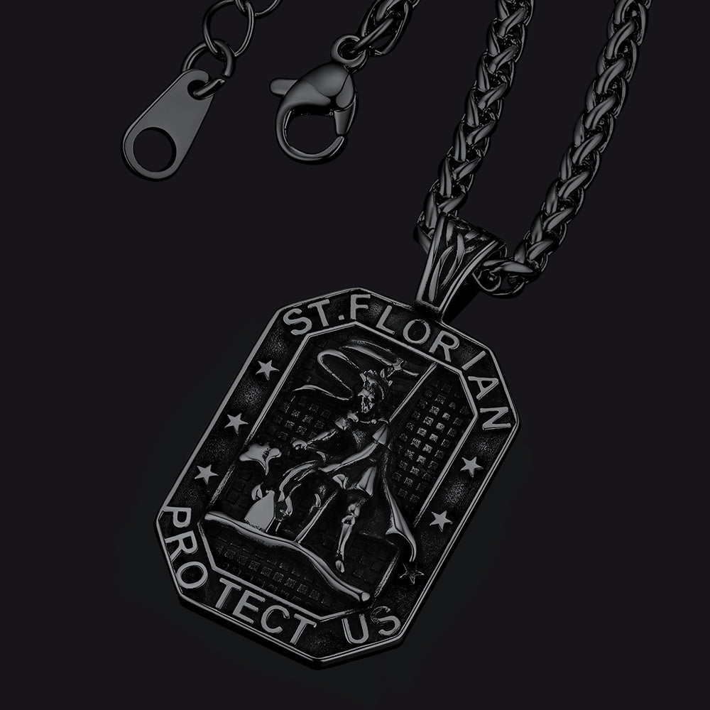 Custom Saint Florian Firefighter Dog Tag Necklace