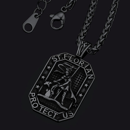 Custom Saint Florian Firefighter Dog Tag Necklace