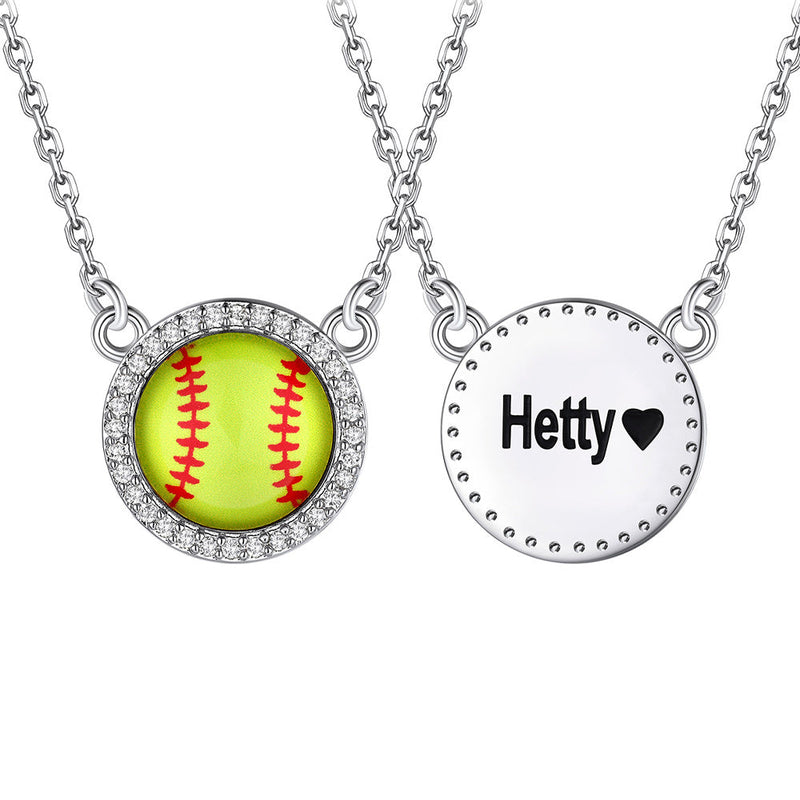 Custom Cz Sports Pendant Necklace With Name Tag for Fans Athlete