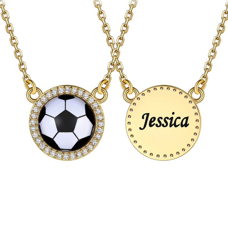 Custom Cz Sports Pendant Necklace With Name Tag for Fans Athlete