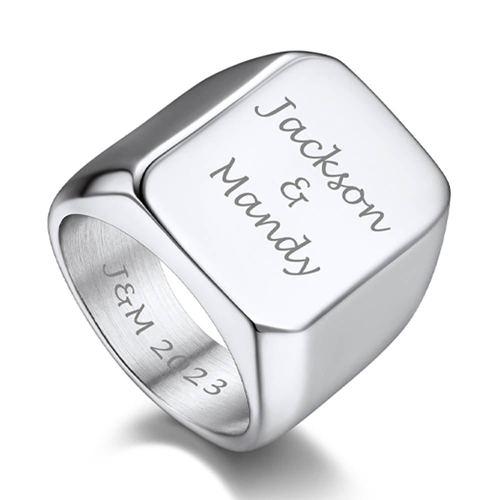Customized Text Chunky Signet Ring for