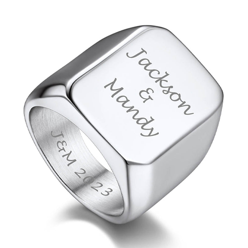 Customized Text Chunky Signet Ring for