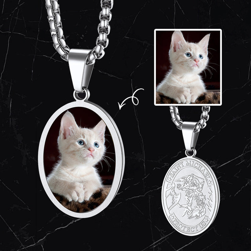 Customized Saint Michael Necklace With Picture for