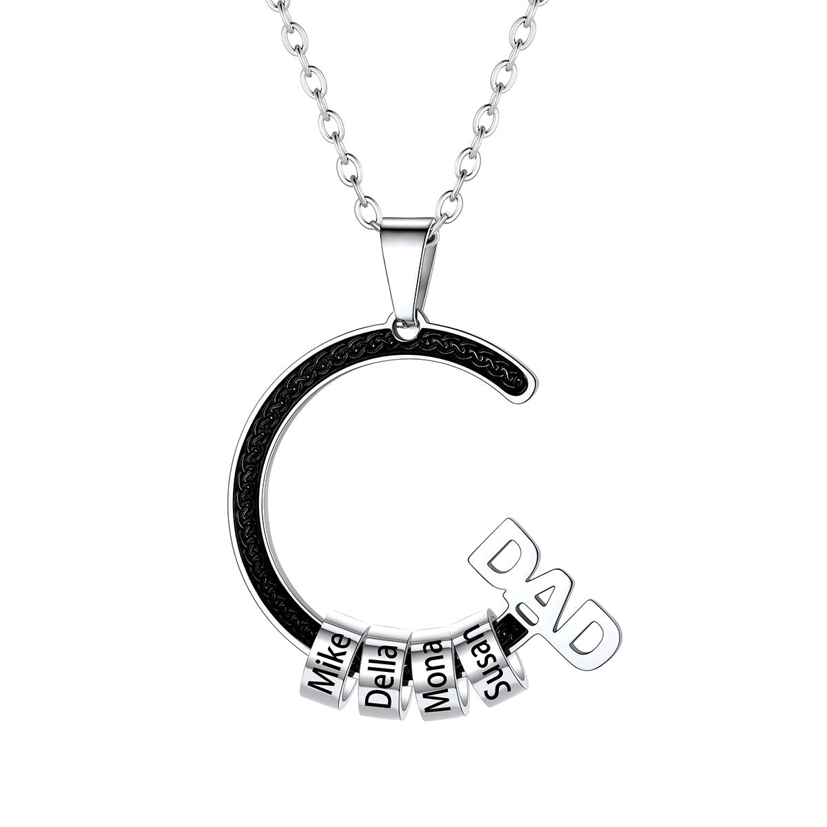 Personalized 1-5 Names Beads Necklace for Dad