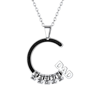 Personalized 1-5 Names Beads Necklace for Dad