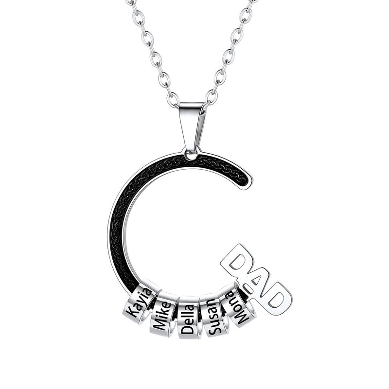 Personalized 1-5 Names Beads Necklace for Dad