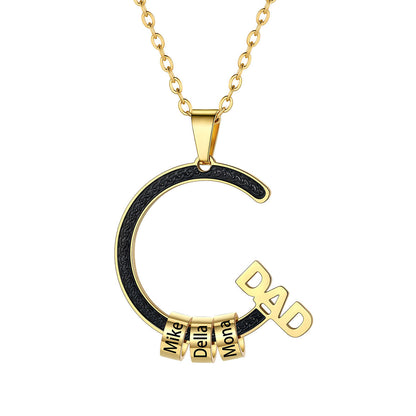 Personalized 1-5 Names Beads Necklace for Dad
