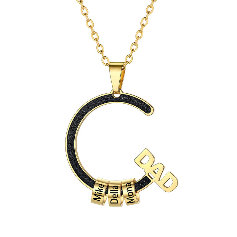 Personalized 1-5 Names Beads Necklace for Dad