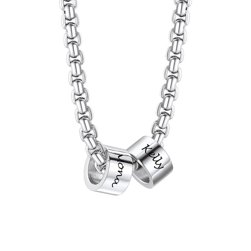 Customized Engraved Name Beads Chain Necklace for