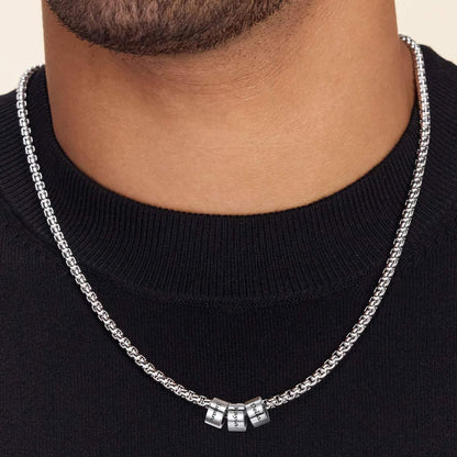 Customized Engraved Name Beads Chain Necklace for