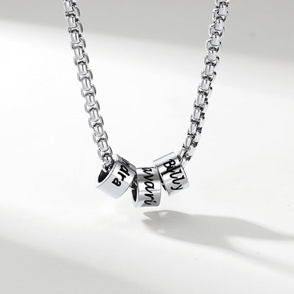 Customized Engraved Name Beads Chain Necklace for