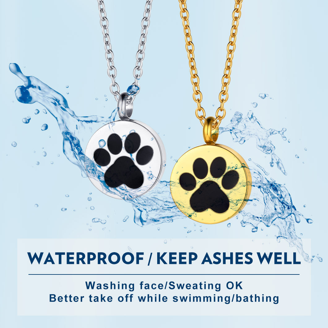 Customized Pet Footprints Urn Necklace for Ashes Memorial Gift