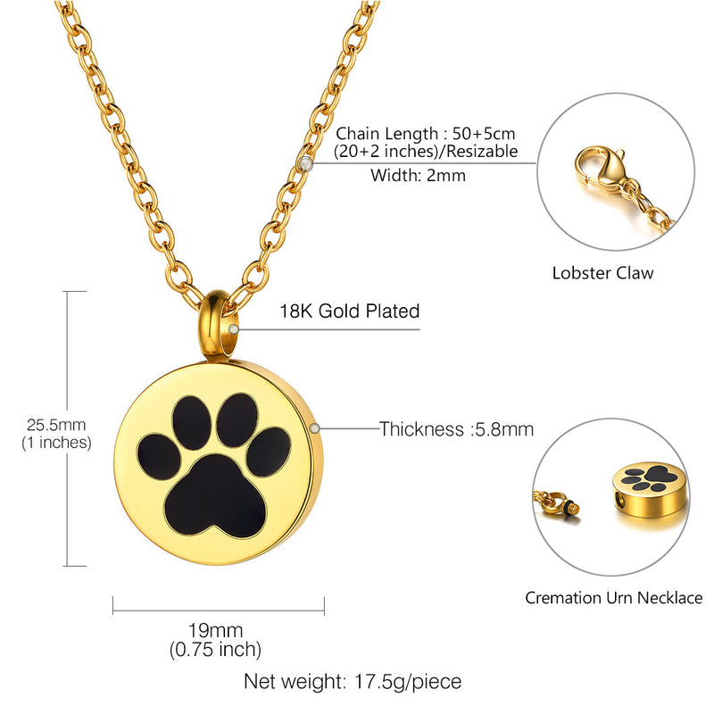 Customized Pet Footprints Urn Necklace for Ashes Memorial Gift