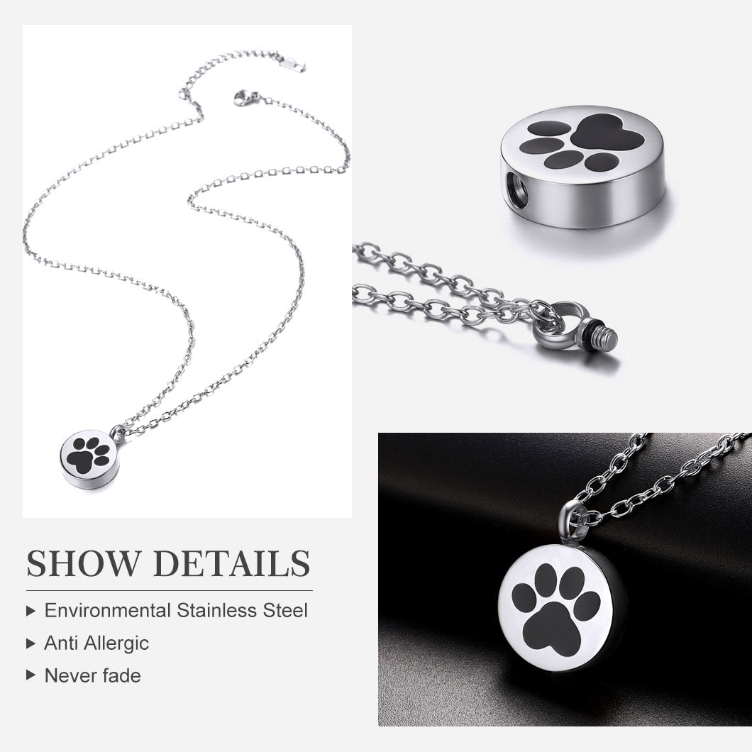 Customized Pet Footprints Urn Necklace for Ashes Memorial Gift