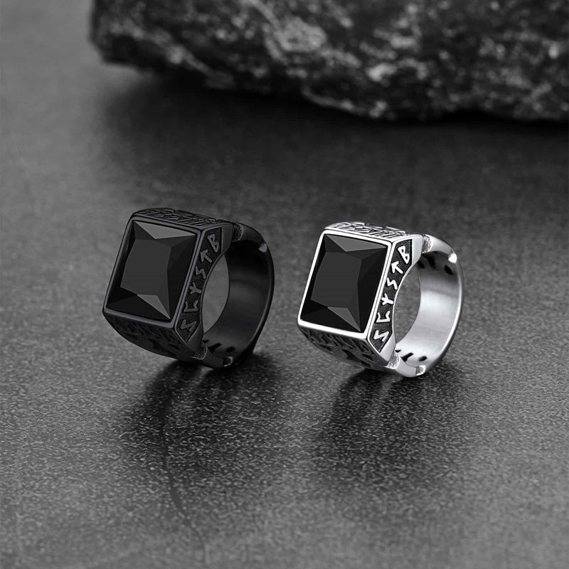 Custom Celtic Gemstone Ring With Runes for