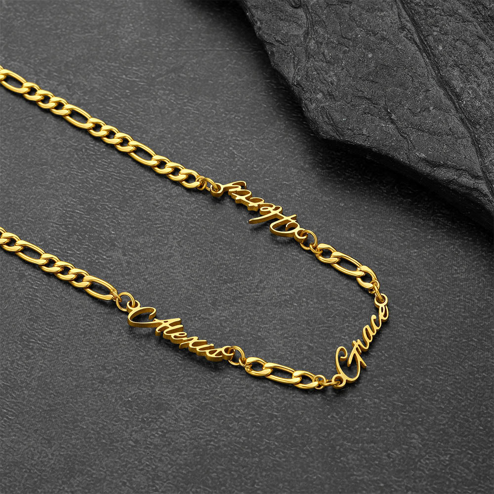 Customized Name Necklace With 3mm Width Figaro Chain , Father's Day Gifts