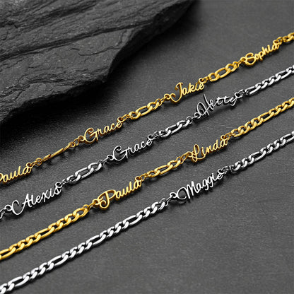 Customized Name Necklace With 3mm Width Figaro Chain , Father's Day Gifts