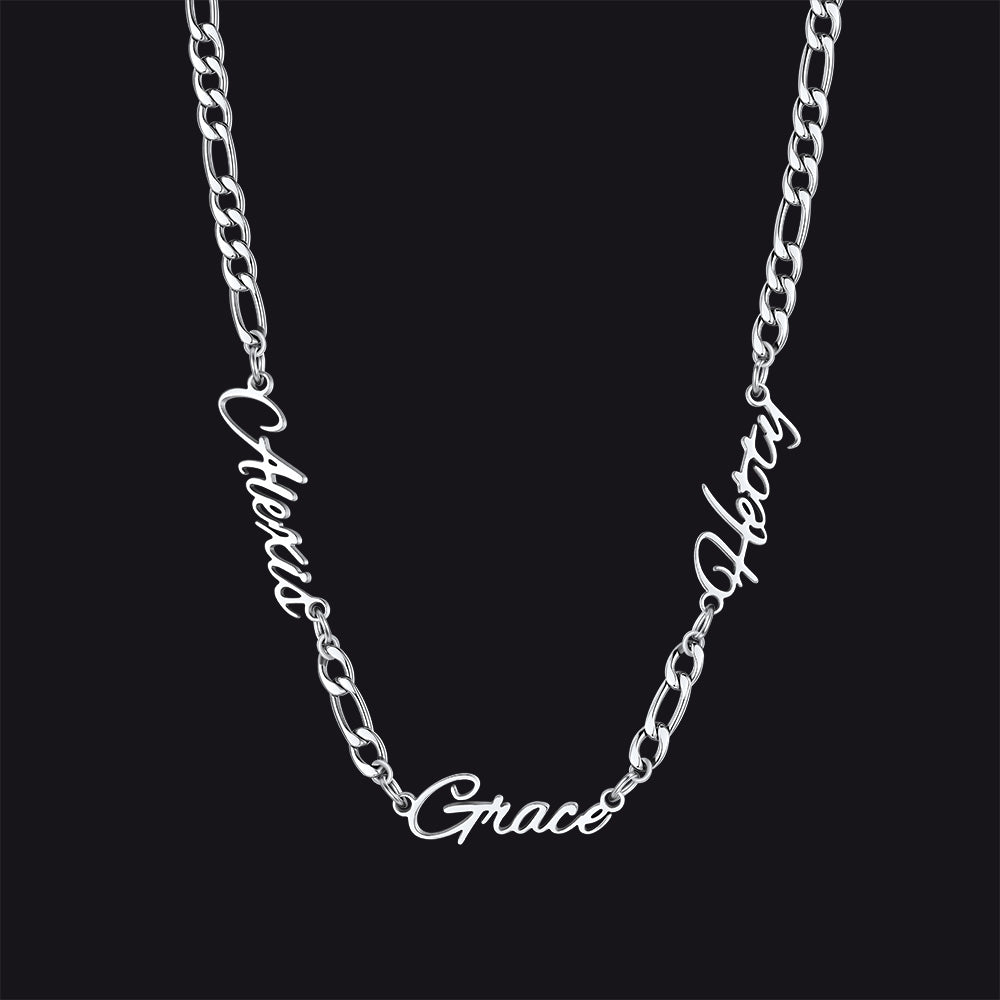Customized Name Necklace With 3mm Width Figaro Chain , Father's Day Gifts