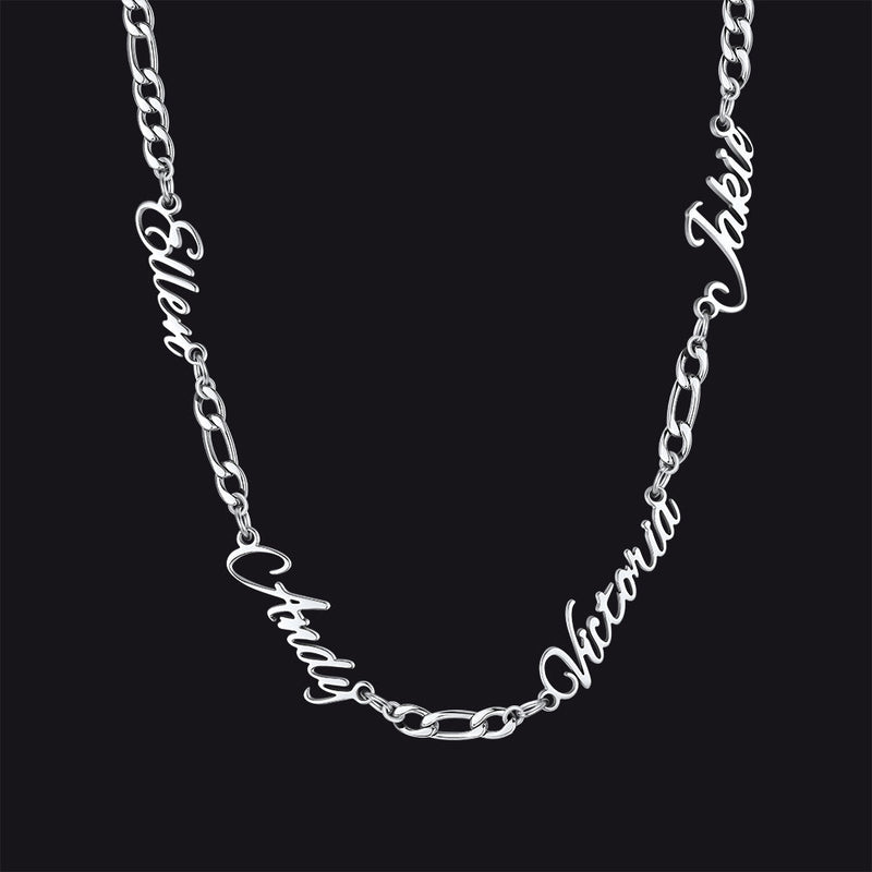 Customized Name Necklace With 3mm Width Figaro Chain , Father's Day Gifts