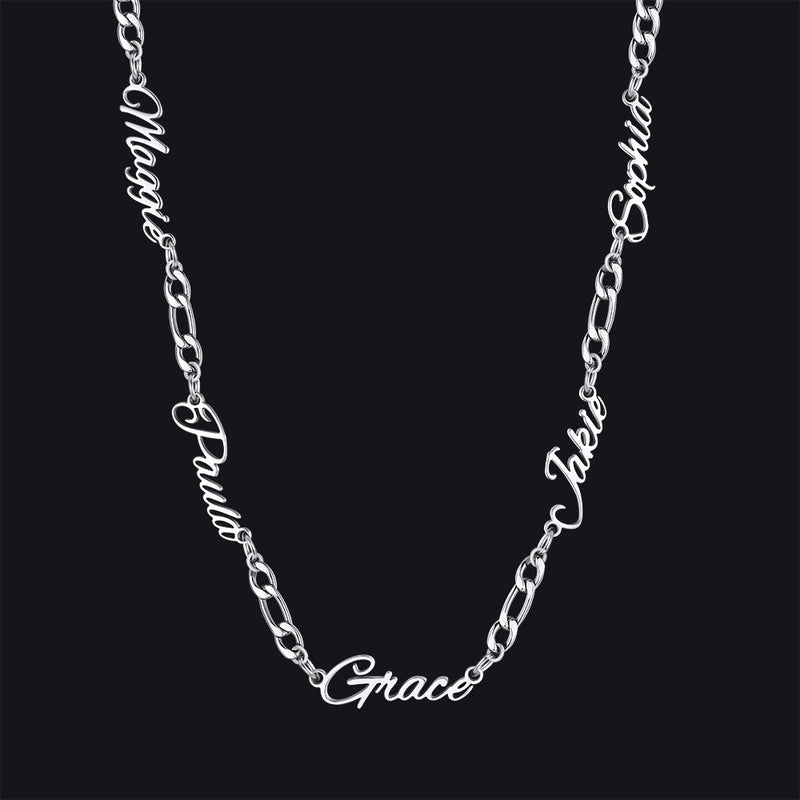 Customized Name Necklace With 3mm Width Figaro Chain , Father's Day Gifts