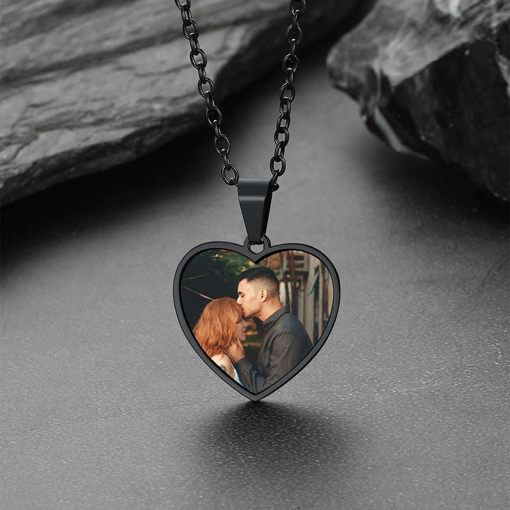 Customized Heart Photo Picture Necklace With Calendar for