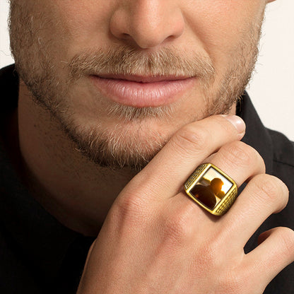 Customized Photo Ring Square Engraved Signet Ring for