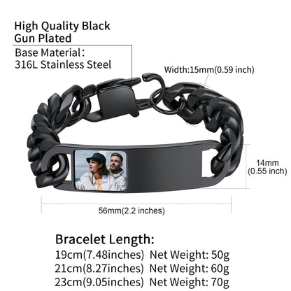 Customized Photo Cuban Chain Link Bracelet for