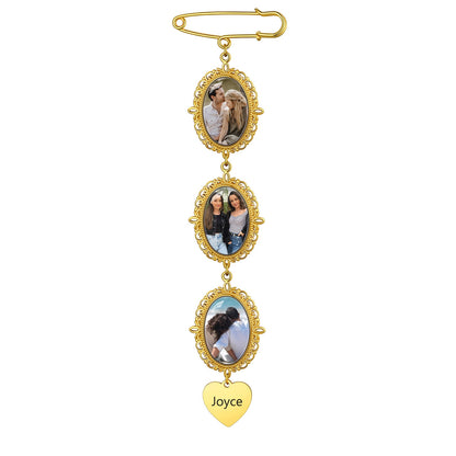Customized Memorial Picture Charms Brooch Pins for Wedding