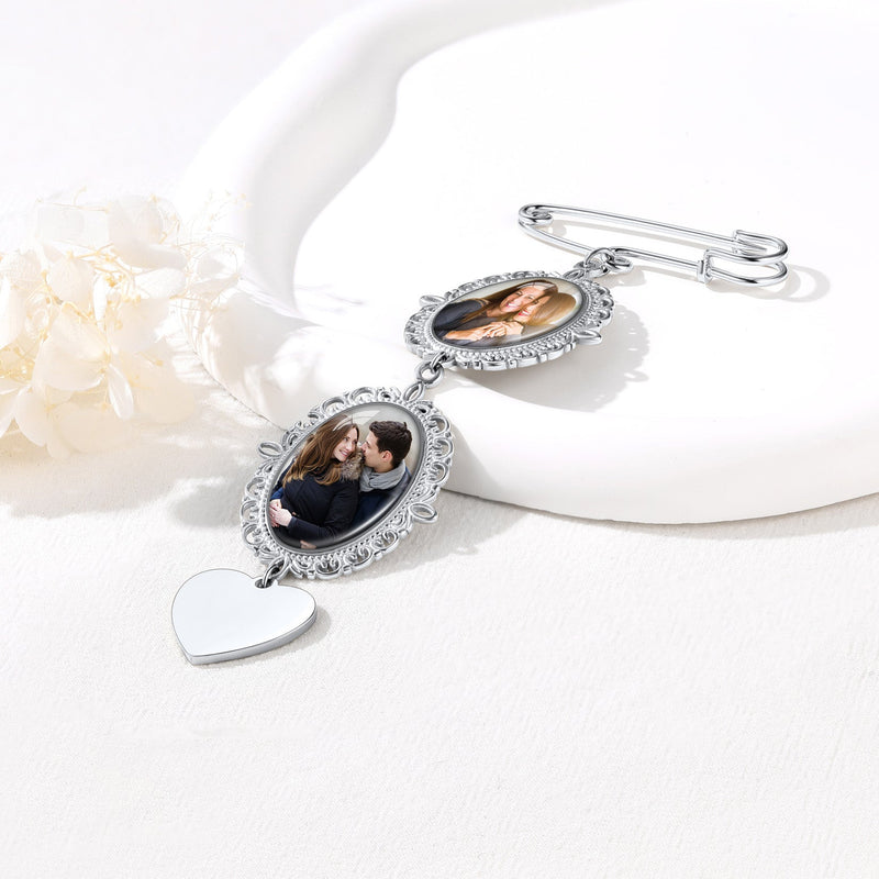 Customized Memorial Picture Charms Brooch Pins for Wedding