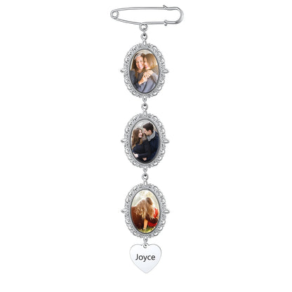 Customized Memorial Picture Charms Brooch Pins for Wedding